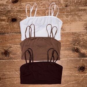 SHEIN White, Brown, and Black Crop Tops Set